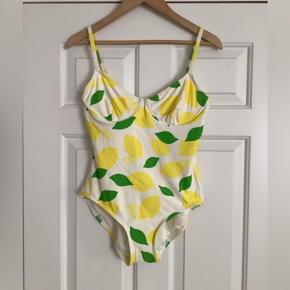 Kate Spade Lemon Print One Piece Swimsuit M